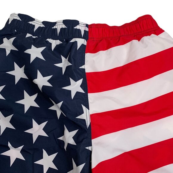 Faded Glory Swim Trunks Board Shorts M Red White Blue Flag Mesh Brief Pockets - Picture 5 of 7